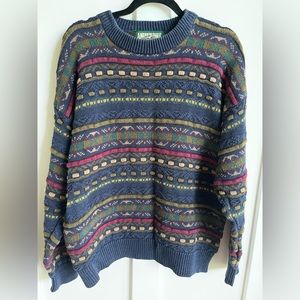Vintage 90s American Eagle Outfitters Sweater, Navy Blue/Green, Size XL